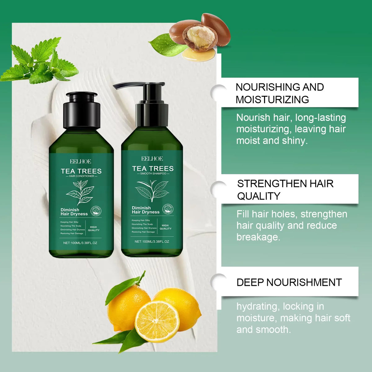Shampoo Hair Conditioner Set Deep Cleaning Moisturizing Nourishing Repair Damaged Dry Oil Control Shampoos Tea Tree Hair Care