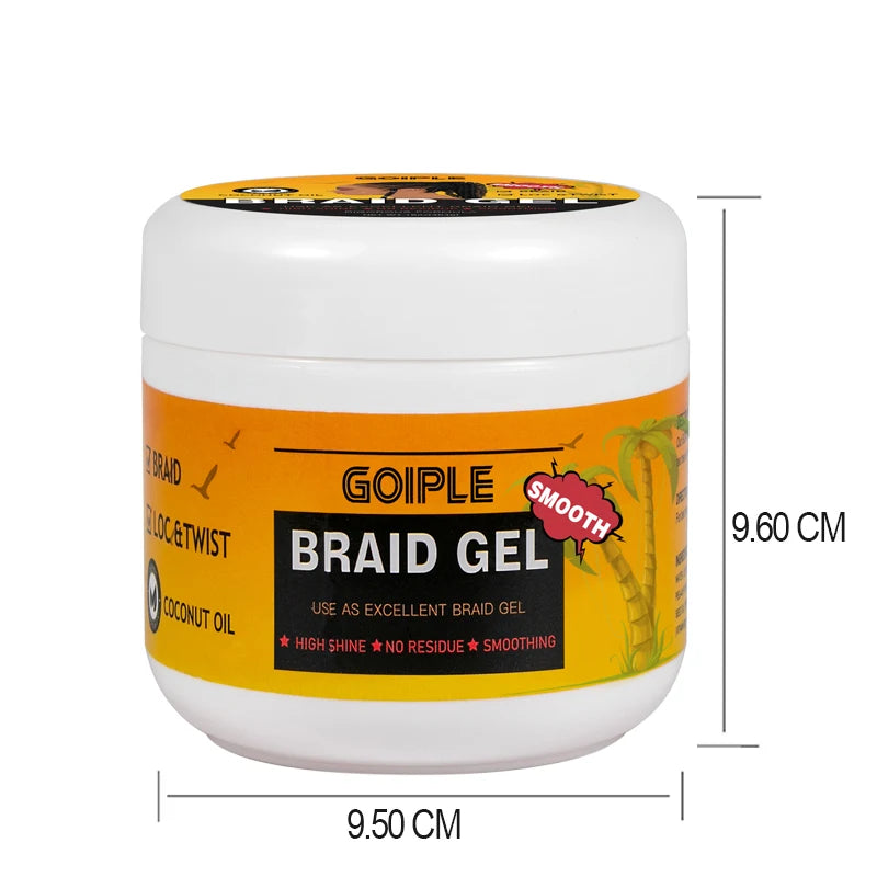 GOIPLE Long Lasting Hold Braid Gel for Black Women Shine n Jam Loc and Twist Wax Tames Frizz Edges Hair Cornrow Styling Product