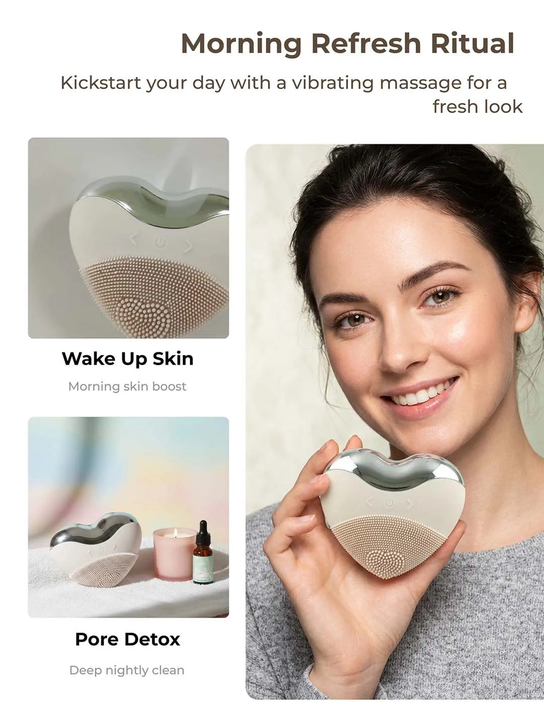 Heart-Shaped Rechargeable Waterproof Silicone Face Cleanser Festival Gift for her