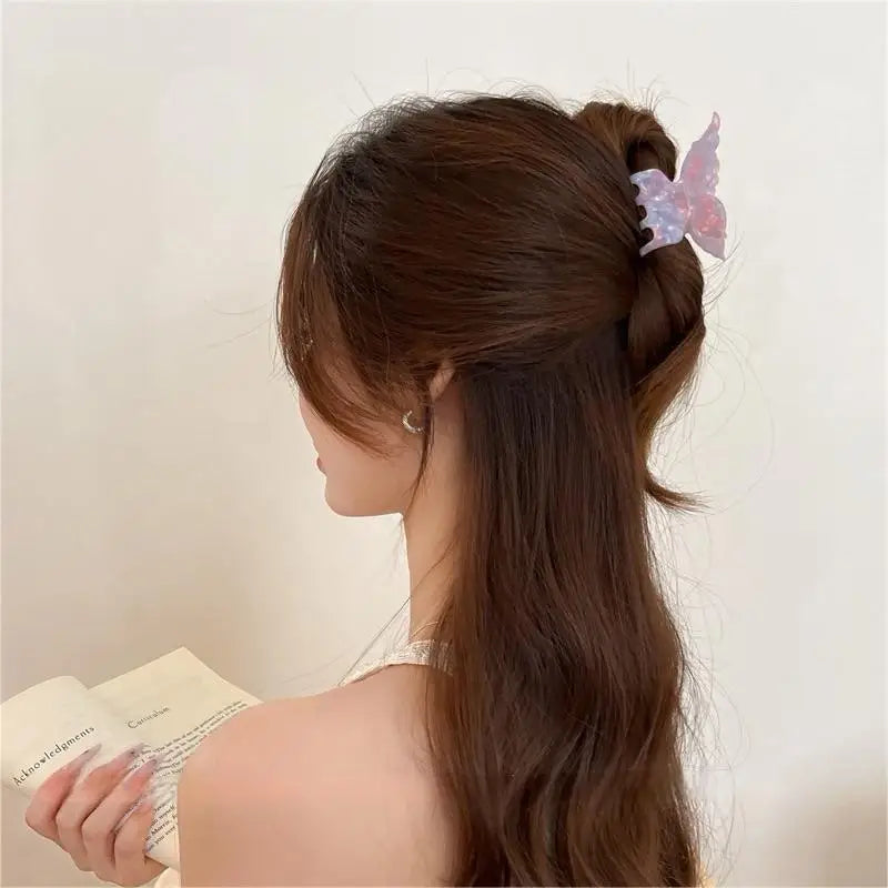 Super Fairy Three-Dimensional Butterfly Half-Tied Hair Back Of The Head Acetate Clip Hair Accessories For Women