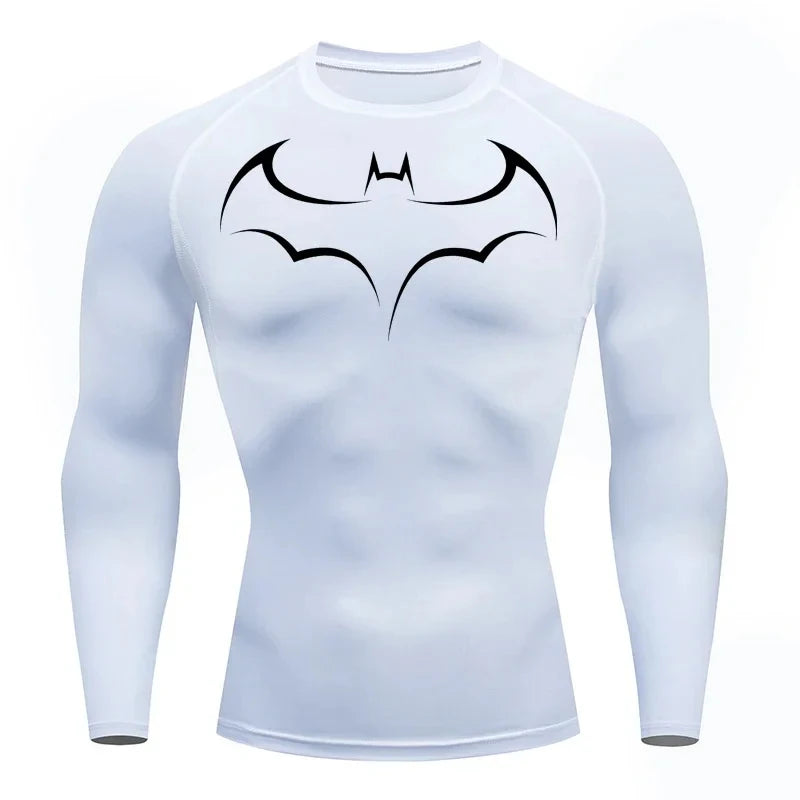 Bat Printed Men's Tight T-Shirt Running Compression Compression T Shirt Gym Fitness Jogging Short Sleeve Male Casual Shirt Tops