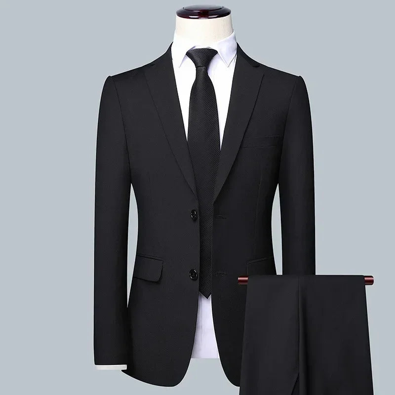 Suit Fashionable Formal Outdoor Gentleman Solid-color Men's Business Wedding Hosting Banquets Casual British Style Fitted Gentle