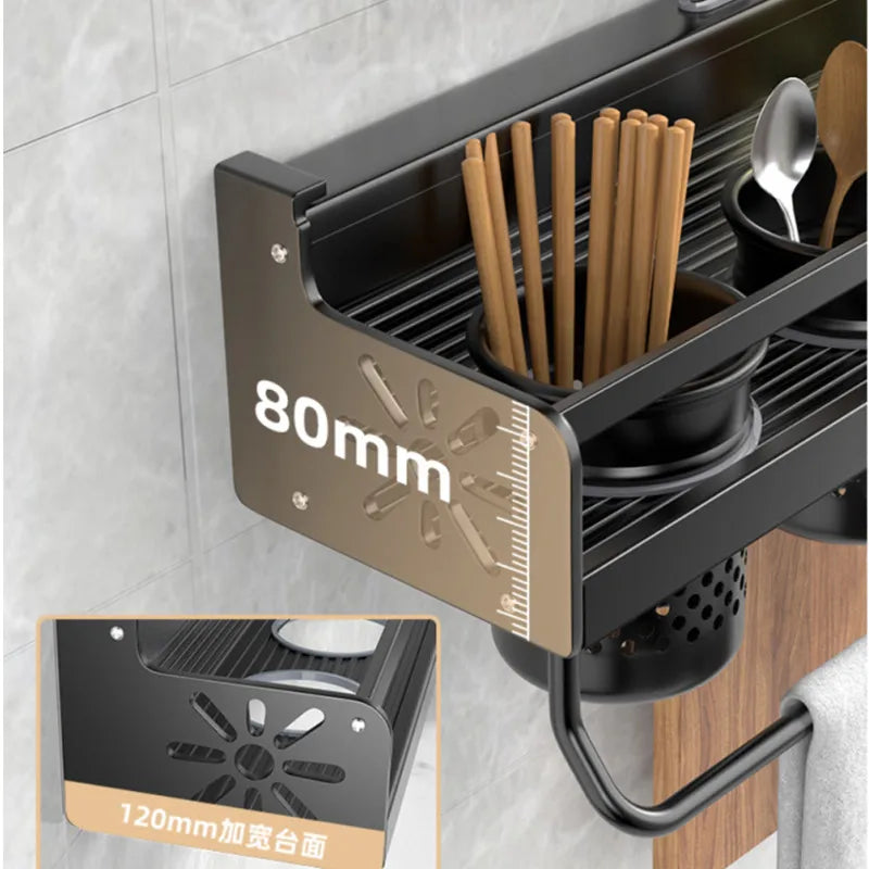Kitchen Organizer Shelf Wall-mounted Spice Storage Rack Kitchen Knife Holder Wall Seasoning Chopstick Spoon Shovel Storage Sheif
