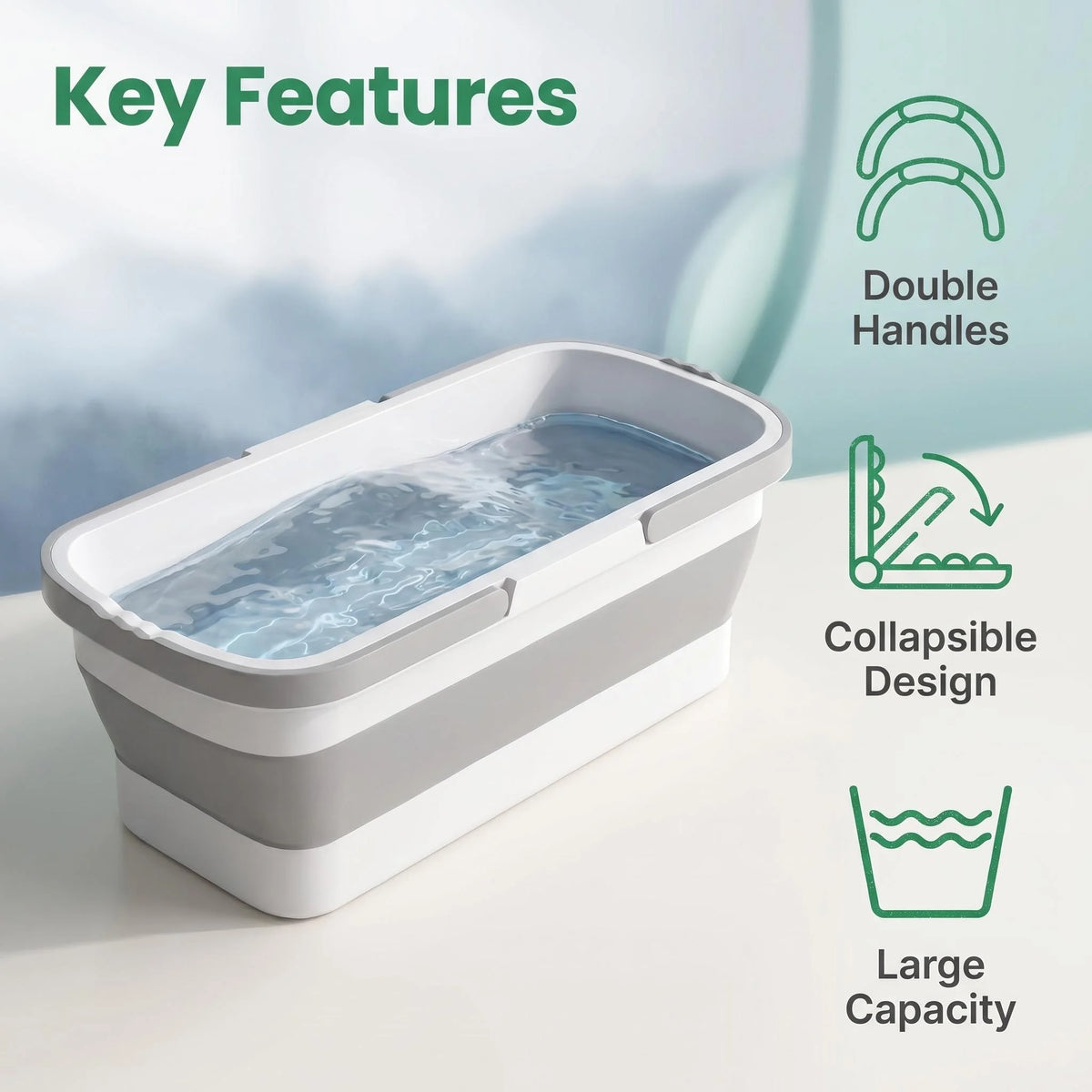 Foldable Mop Bucket Does Not Take Up Space, Water Storage Bucket, Mopping Bucket, Rectangular Large-Capacity Bucket, Thickened W