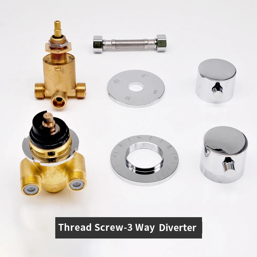 Thermostatic Brass Shower Faucet Valve 2/3/4/5 Way Diverter Mixer Control for Steam Room Shower Column Panel Bathroom Accessoris