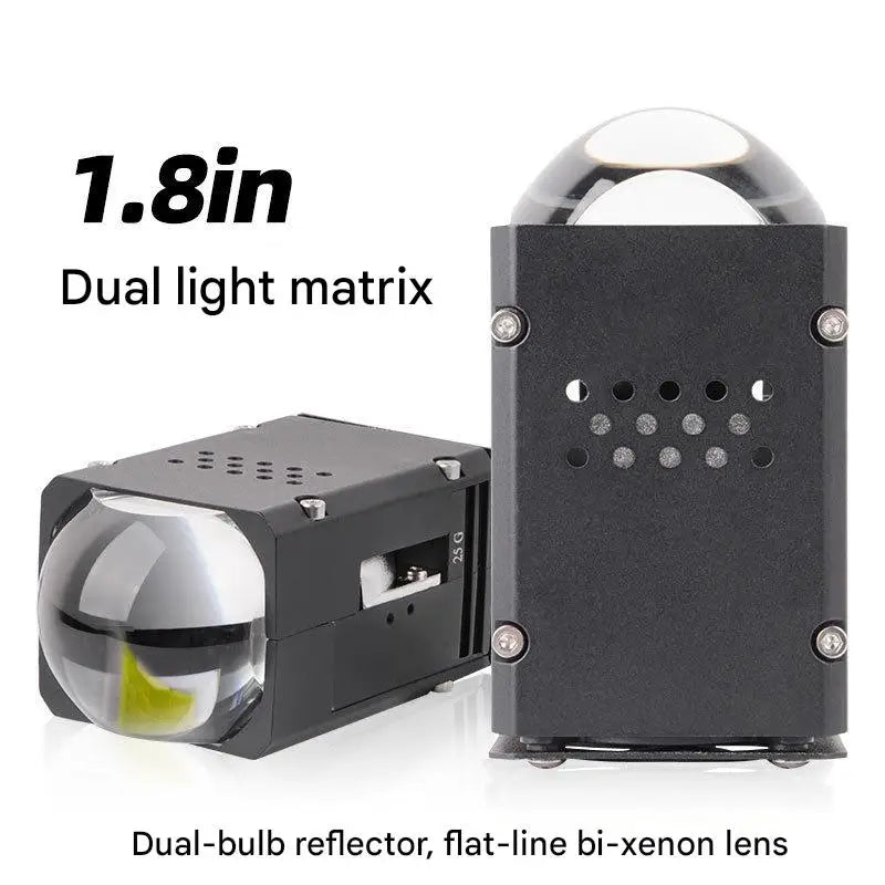 1.8 Inch Bi LED Projector Headlight with Halo Laser Lens High Power Dual Lamp Cup Dual Beam Retrofit Matrix Car LED Bulb Upgrade
