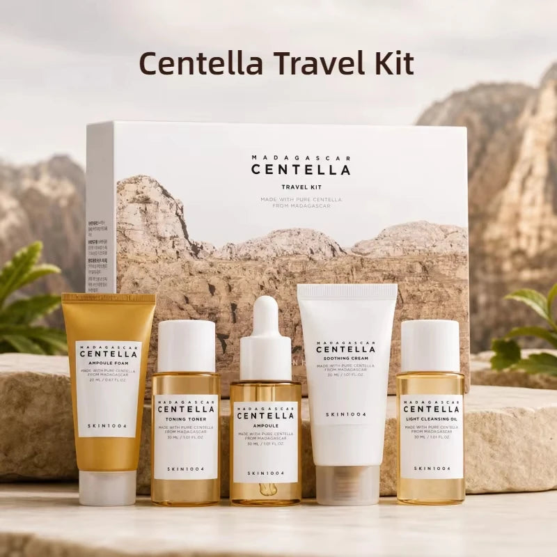 SKIN1004 Centella Asiatica Travel Skincare Set 5Pcs Calming Repair Sensitive Skin Barrier Moisturizing Complete Care Kit Gifts