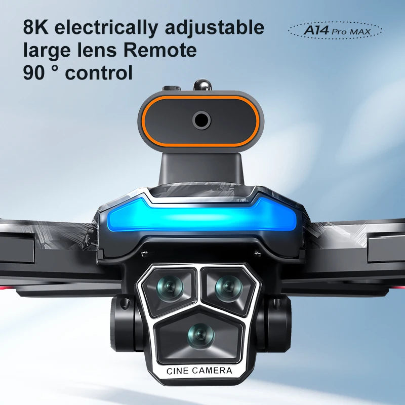 Original A14Pro max GPS Brushless 8K three Camera Optical Flow Obstacle Avoidance Foldable Quadcopter RC Distance Drone Toys