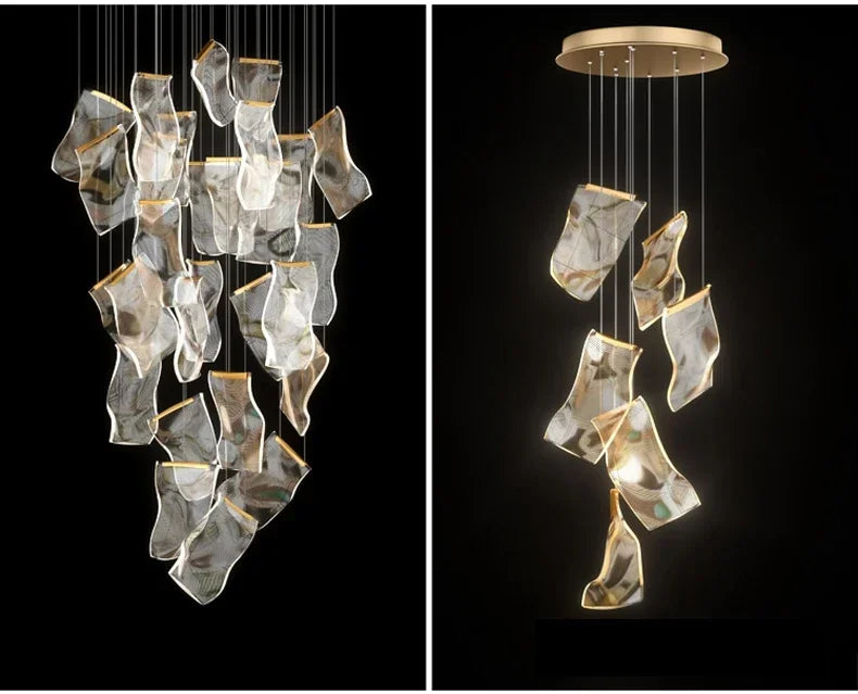 Modern LED Pendant Lights Living Dining Room Lighting Lustre Decor Chandelier Indoor Villa Duplex Stairs Hanging Lights Fixture