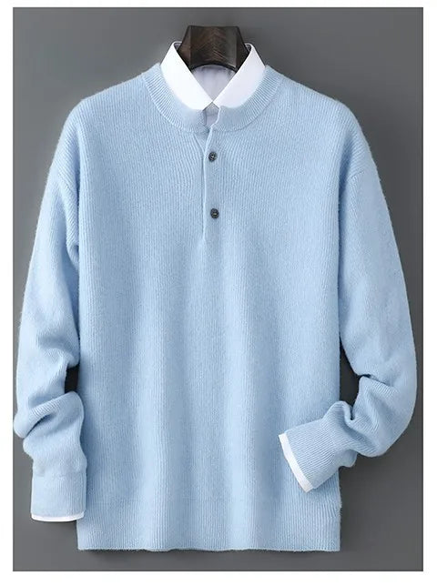MVLYFLRT Men's 100% Merino Wool Round Neck Pullover Sweater Casual Thick Knit Autumn Winter Warm Cashmere Feel Sweater
