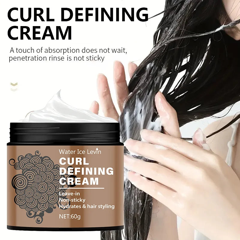 60g Curly Hair Styling Cream, Injection Castor Seed Oil - Anti-Frizz, Maintaining Moisturizing and Elasticity, Suitable for Dry and Curly Hair, Suitable for Both Men and Women