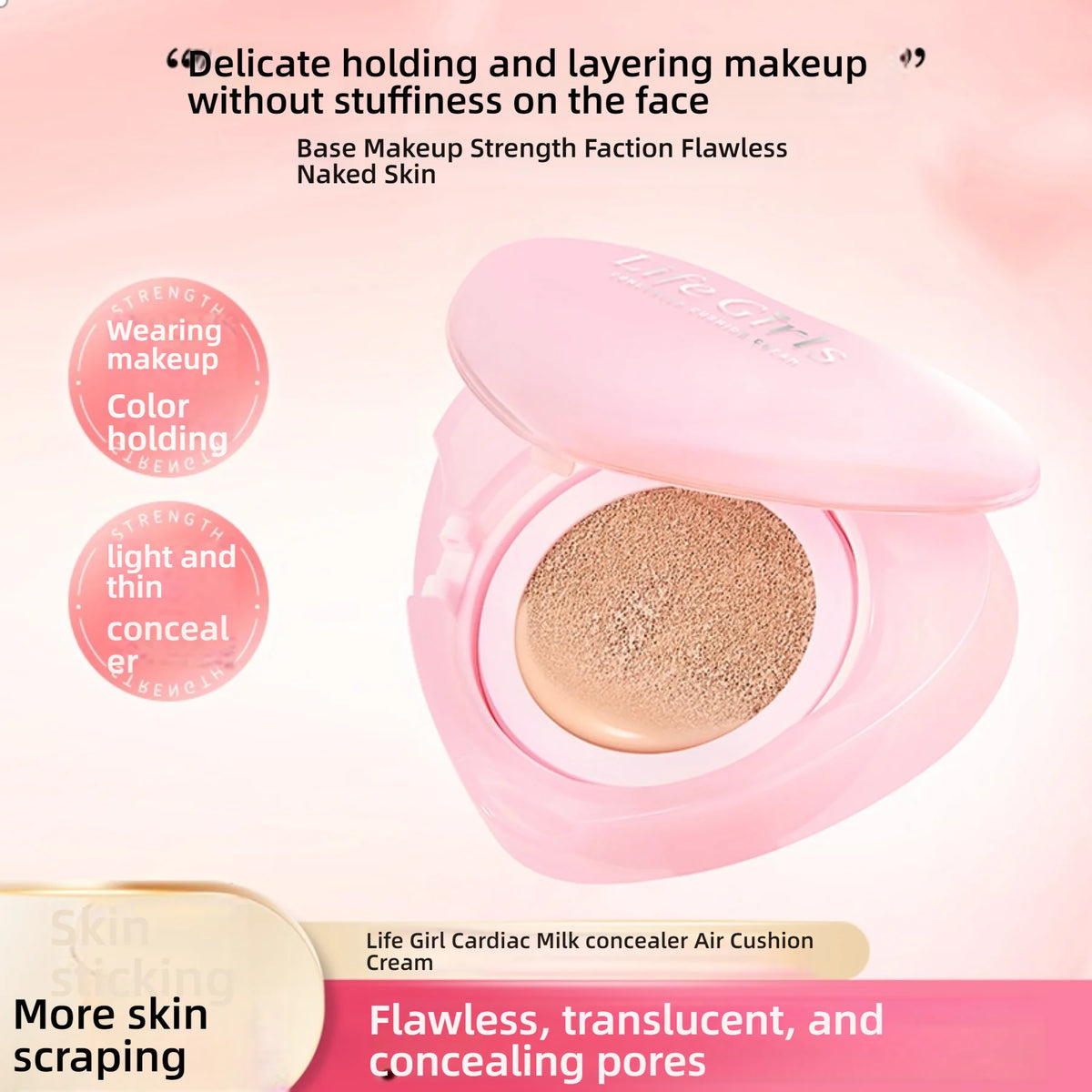 Life Girls Dewy Cushion Foundation 2025 ✦ Milky Hydrating Concealer & Skin Brightener ✦ Transfer-Proof, Buildable Coverage for G