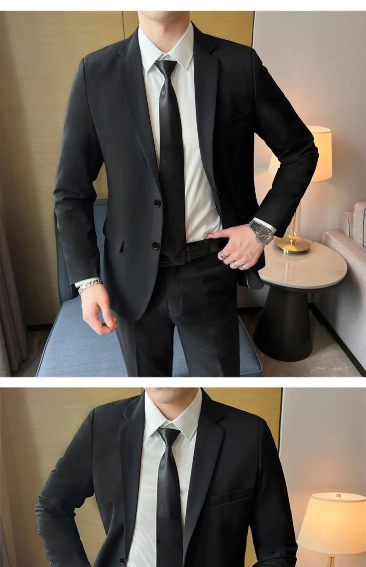 Black Casual Business Tailored Men's Jacket Youth Large Size Single Piece Wedding Groomsmen Suit Standard Fit Professional Style