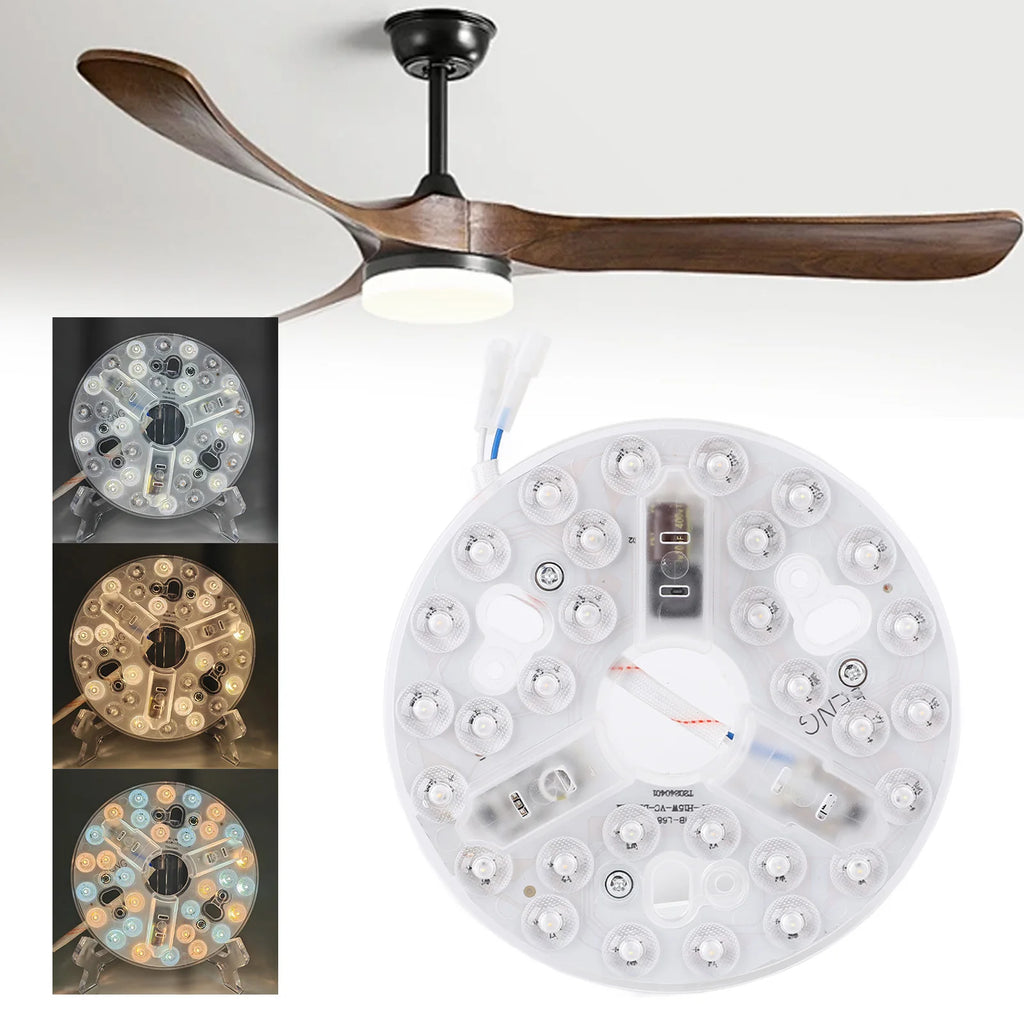 5.3 Inch Ceiling Fan LED Light Kit 3 Colors (3000K/4200K/6500K) Dimmable 15W 95-265V Easy Retrofit Suitable For Living Room