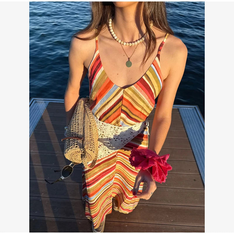  Women Sexy Color Blocking Halter Maxi Dresses Elegant Backless Off shoulder Sleeveless Slim Gowns 2026 New Lady Party Vestidos
