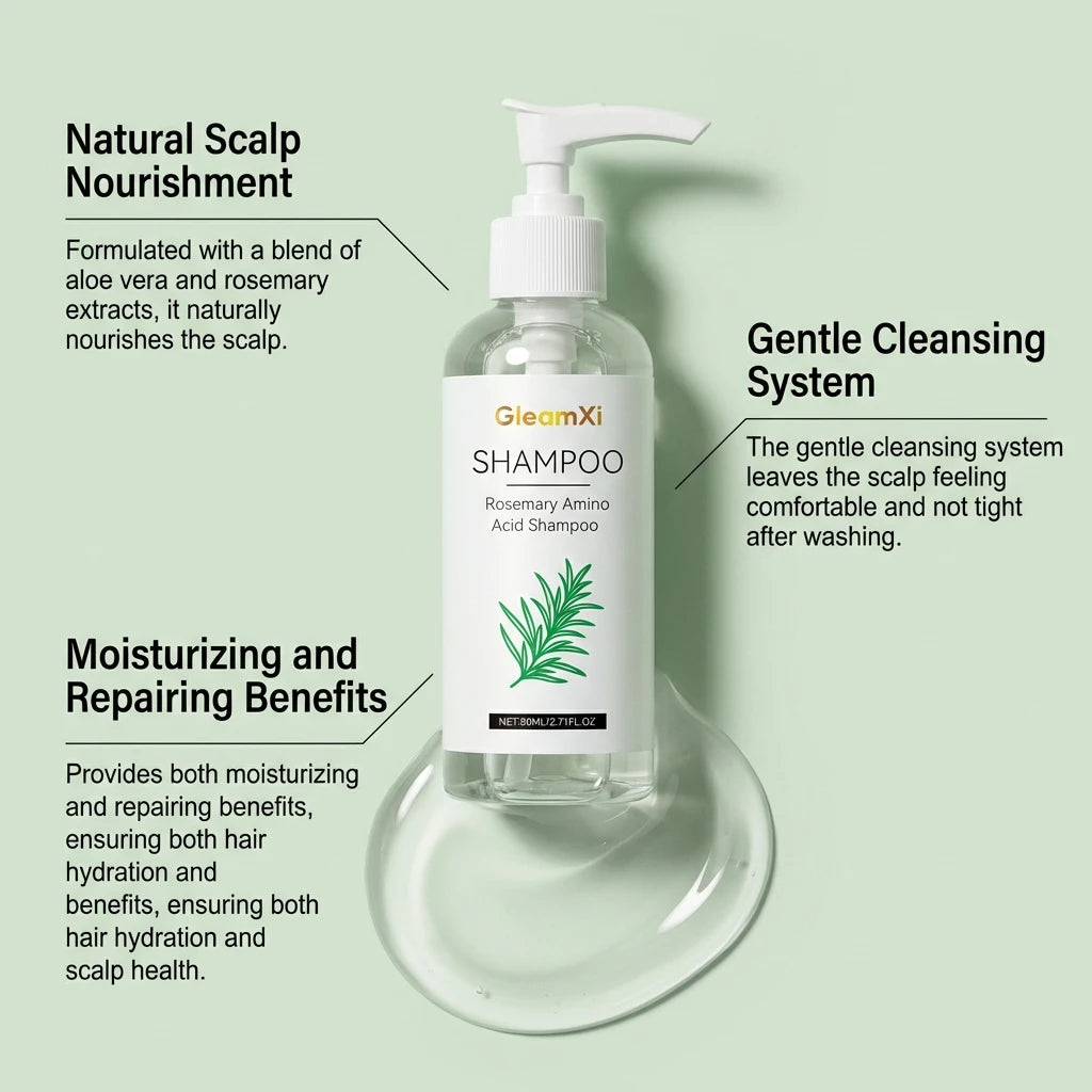 GleamXi Gentle Repair Shampoo Moisturizing Scalp Locking Hair Moisture Anti Frizz Non Irritating Formula Rosemary Hair Shampoo