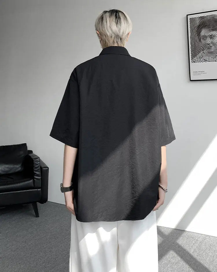 LEGIBLE Spring Summer Solid Shirts Men Casual Oversized Three Quarter Shirts Male Loose Fit Shirt for Man
