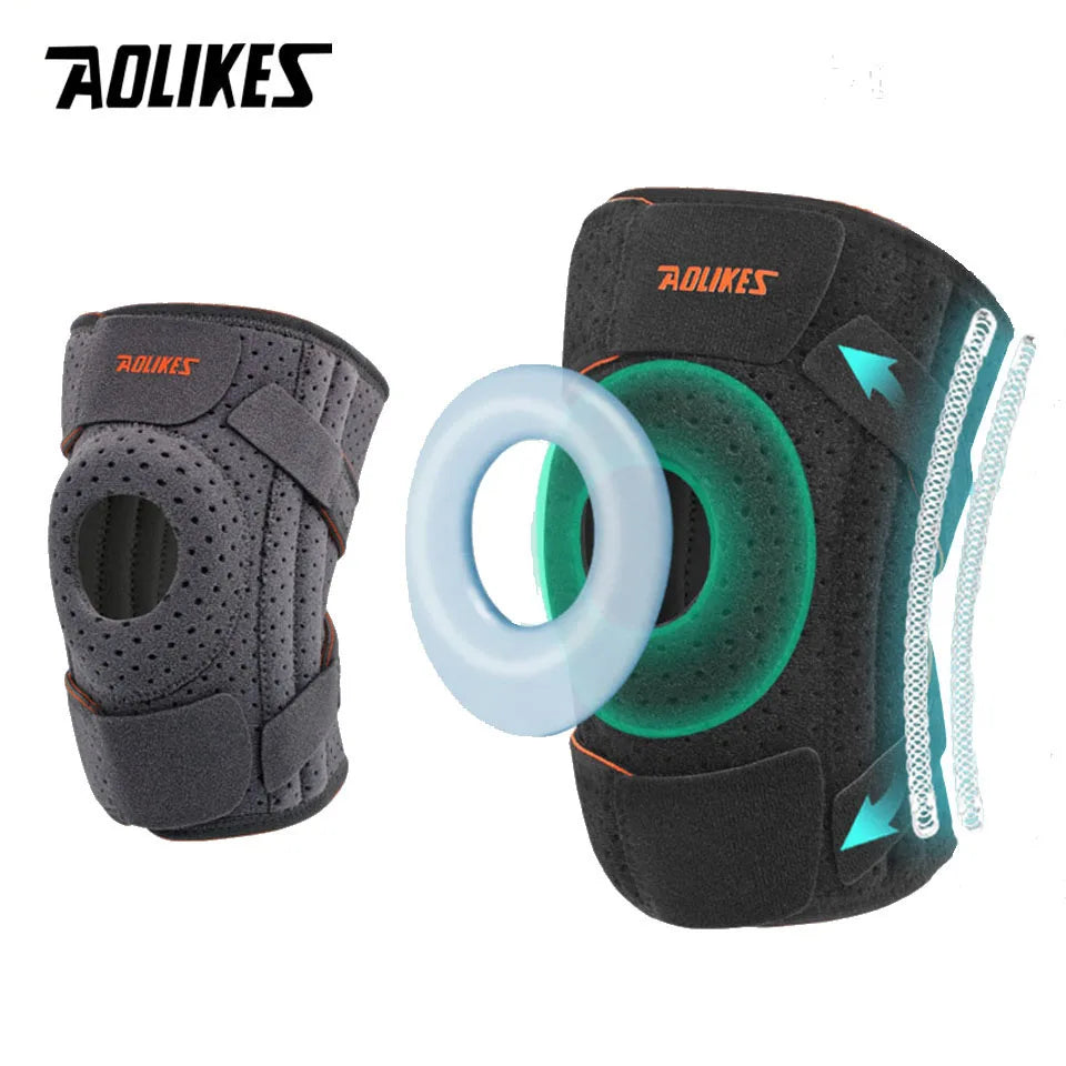 AOLIKES 1PCS Knee Brace with Side Stabilizers & Patella Gel Pads for Maximum Knee Pain Support and fast recovery for Men Women