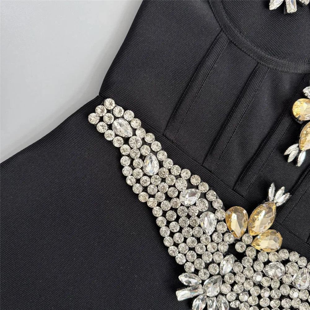 2025 Summer New Women Bandage Dress Sexy Spaghetti Strap Beading Clothes Club Party Maxi Dresses