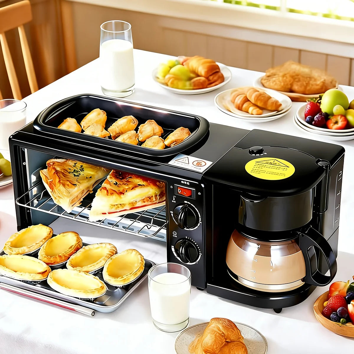 Breakfast Maker, Toaster, Sandwich Oven, Coffee Maker, Small Appliances 3-in-1 Multifunctional Home Toaster