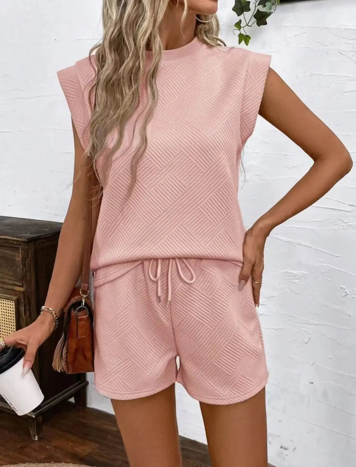 Women Shorts Pant Set Two Piece Sets Round Neck Solid Casual Loose Tops Short Pants Lace Up Elastic Waist Y2k Streetwear 2026