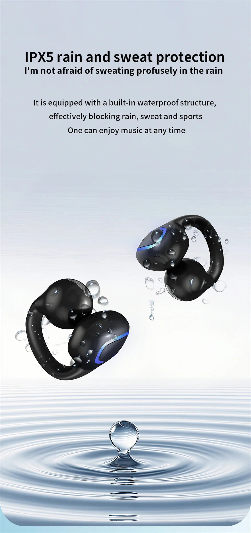 Earphone Clip Wireless Bluetooth Headphone Air Conduction Headset High Quality TWS Auriculares Sport Noise Canceling With Mic