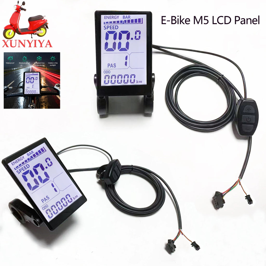 DC 24V 36V 48V 60V E-bike LCD Display Screen, Vertical M5 or Horizontal HK811 Screen for UART NO.2 Serial Communication Protocol