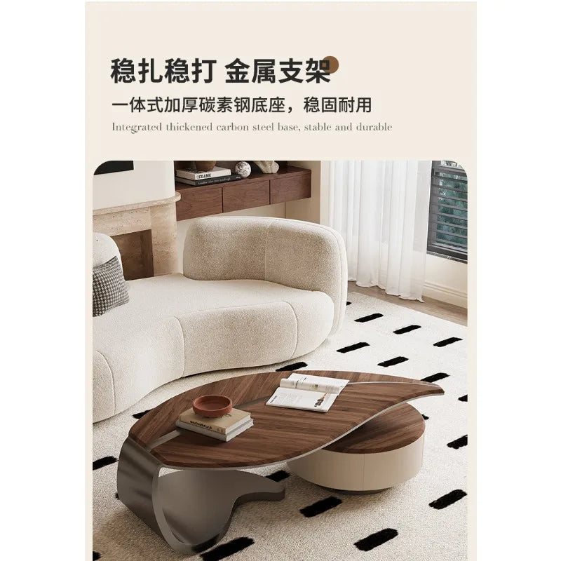 Light luxury solid wood leaf coffee table living room home antique special-shaped coffee table