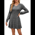 Women's Dress Casual V Neck Long Sleeve With Pockets Fashion Elegant Party Vacation Beach Summer Spring