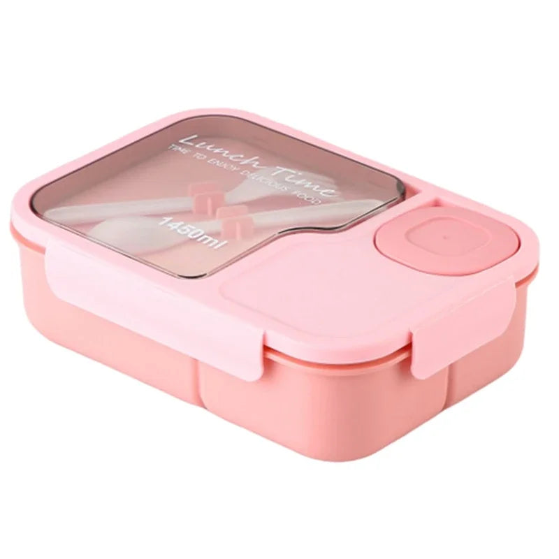 Portable Lunch Box Office Bento Box With Fork and Spoon Microwave Food Storage Container Reusable Food Boxes Quality Plastic