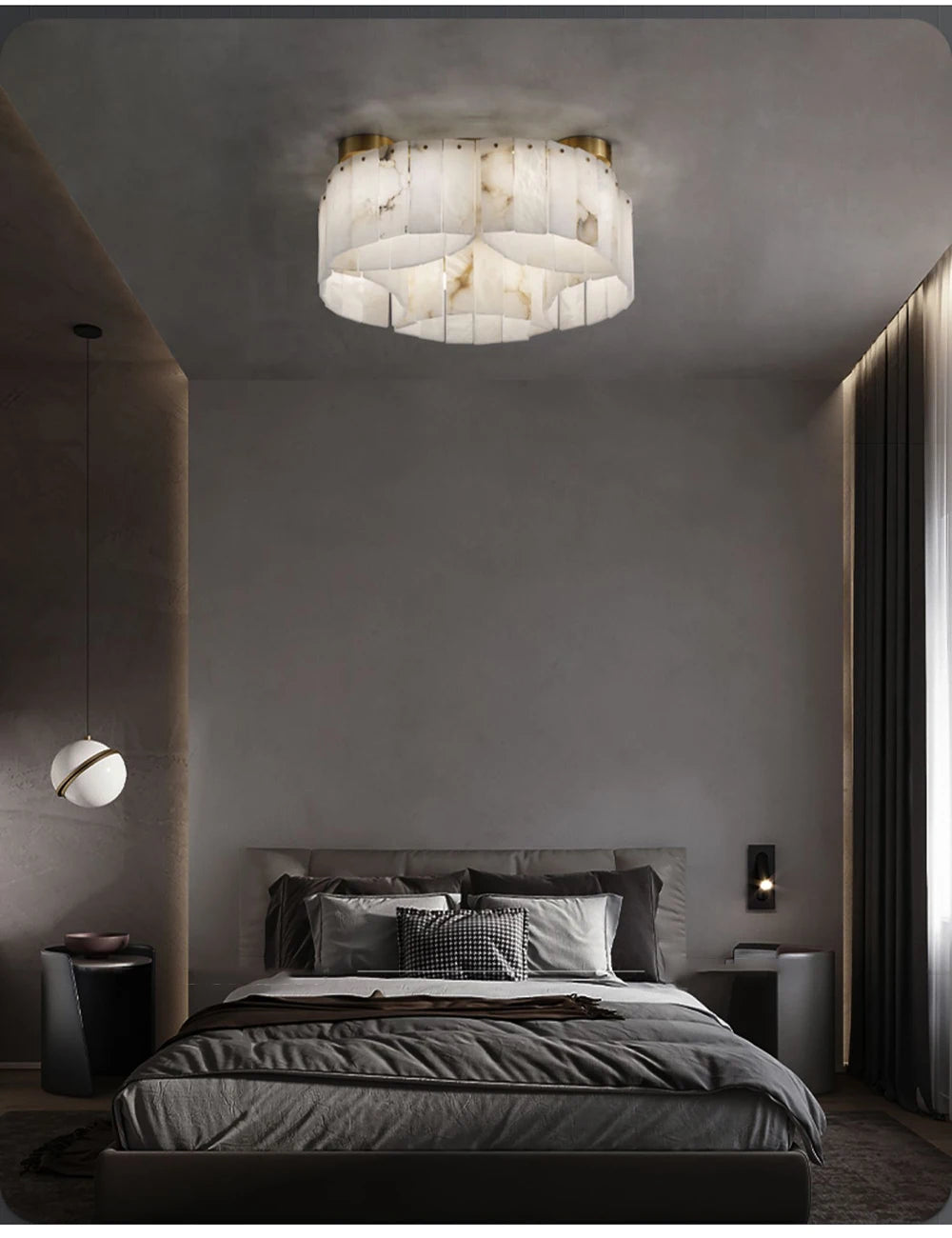 Modern Light Luxury Natural Marble Ceiling Pendant Lamps Home Decor Appliance Hanging Lamps Brushed Matte Gold Lighting