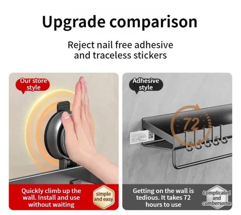 No Drill Bathroom Suction Cup Storage Shelf Storage Shelf Bathroom Perforation-Free Wall Hanging Vanity Toilet Triangle Basket R