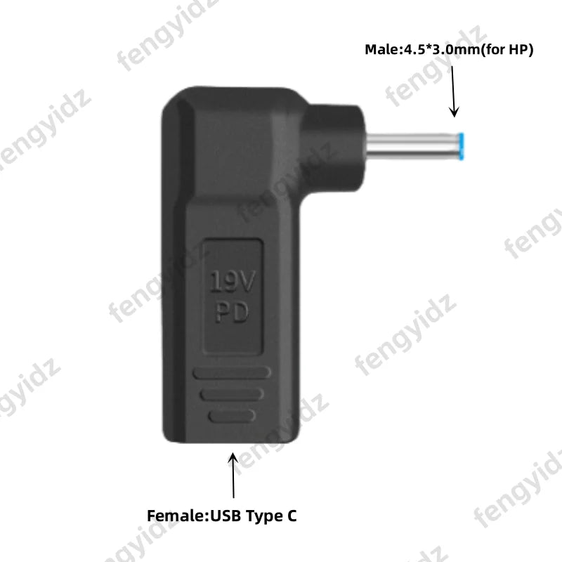 Laptop Power Adapter Connector Dc Plug USB Type C Female to Universal Male Jack Converter for Hp Dell Asus Acer Lenovo Notebook