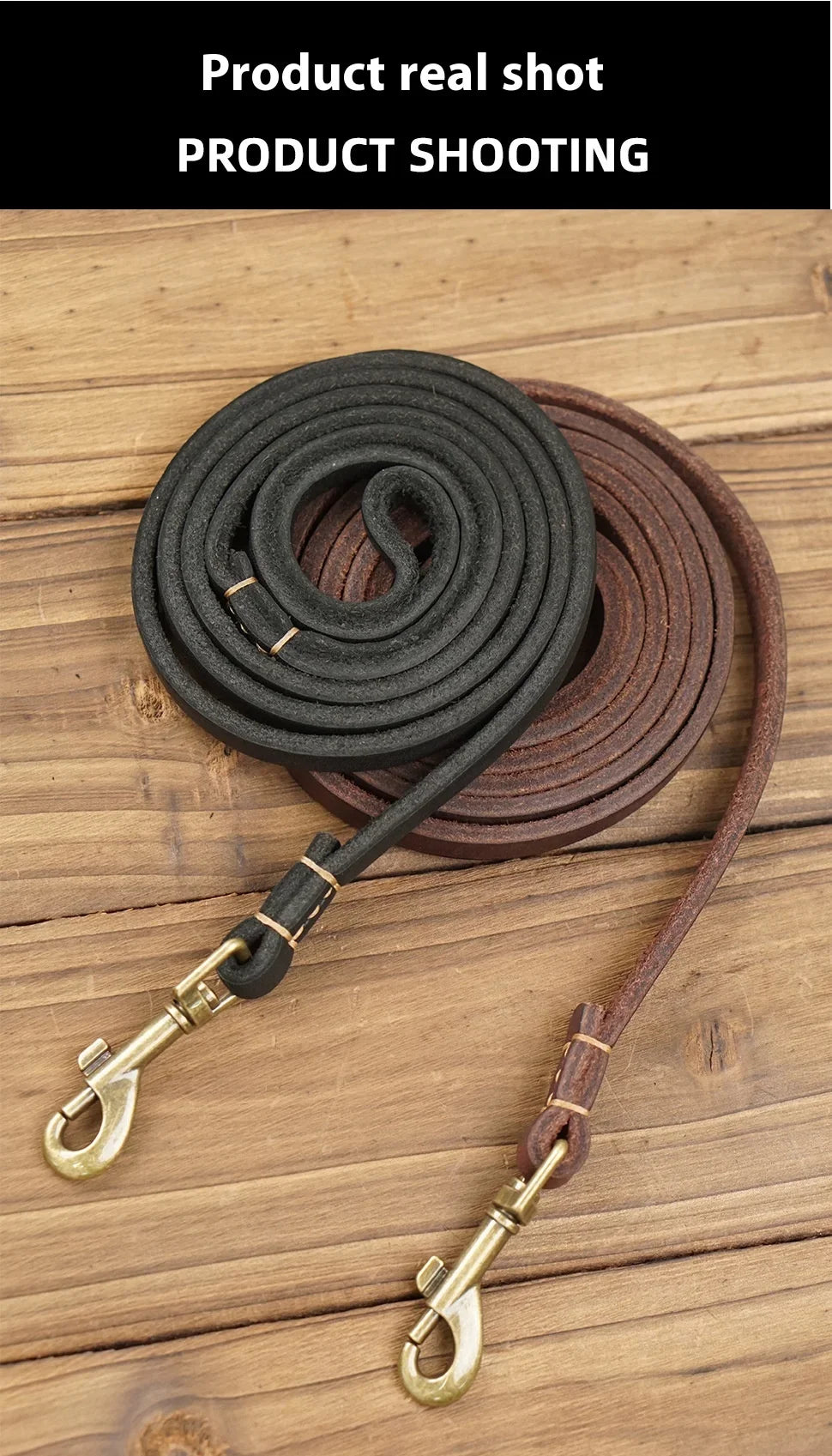 2025 New Top Grain Leather Dog Leash Genuine Cowhide Traction Rope Durable Pet Tether for Small to Medium Sized Pets