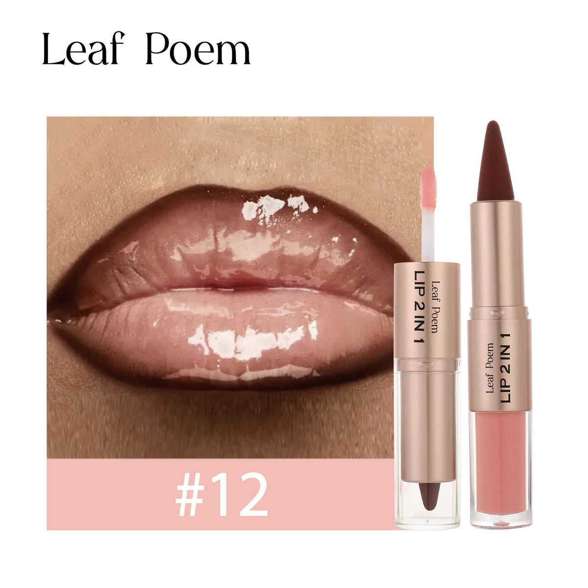 2 in 1 Lip Liner & Lip Gloss Waterproof Double Ended Matte Contour Pencil Crystal Mirror Lip Glaze Lasting Non Sticky Lip Makeup