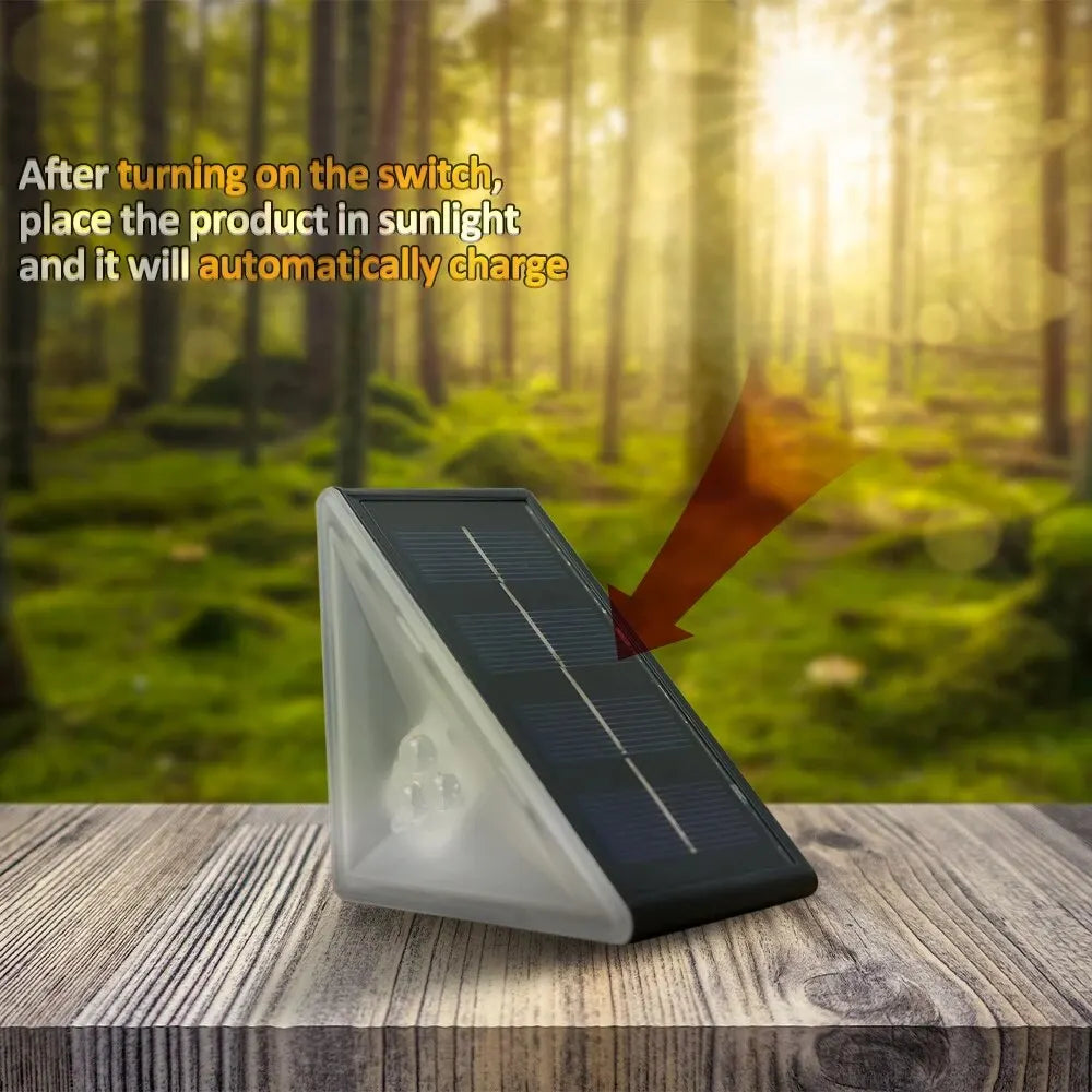 White Triangle Solar Step Lights IP67 Waterproof Auto On Off Outdoor LED Deck Lamp For Patio Yard Driveway Porch Decoration