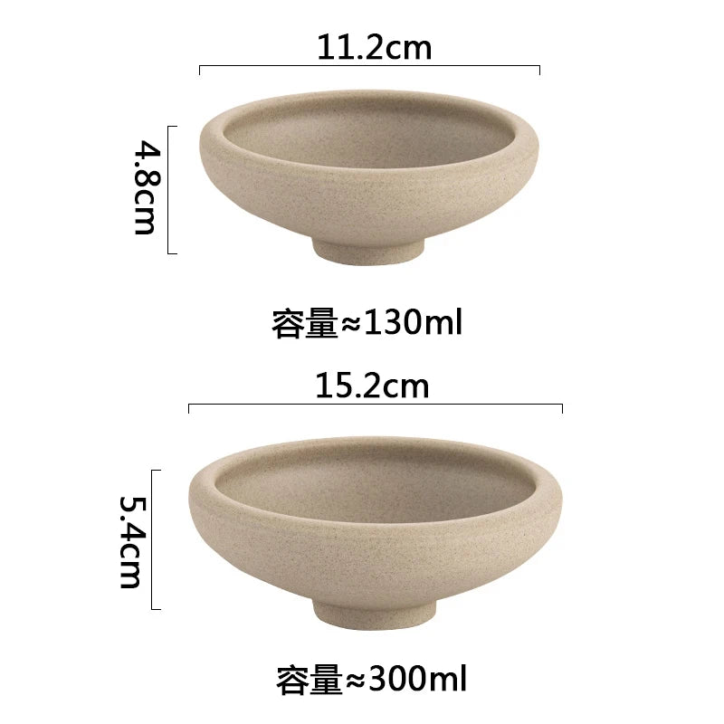 Frosted Coarse Pottery Bowl Vintage Soup Bowl Yogurt Dessert Bowl Appetizer Bowls Snack Sashimi Bowls Restaurant Tableware