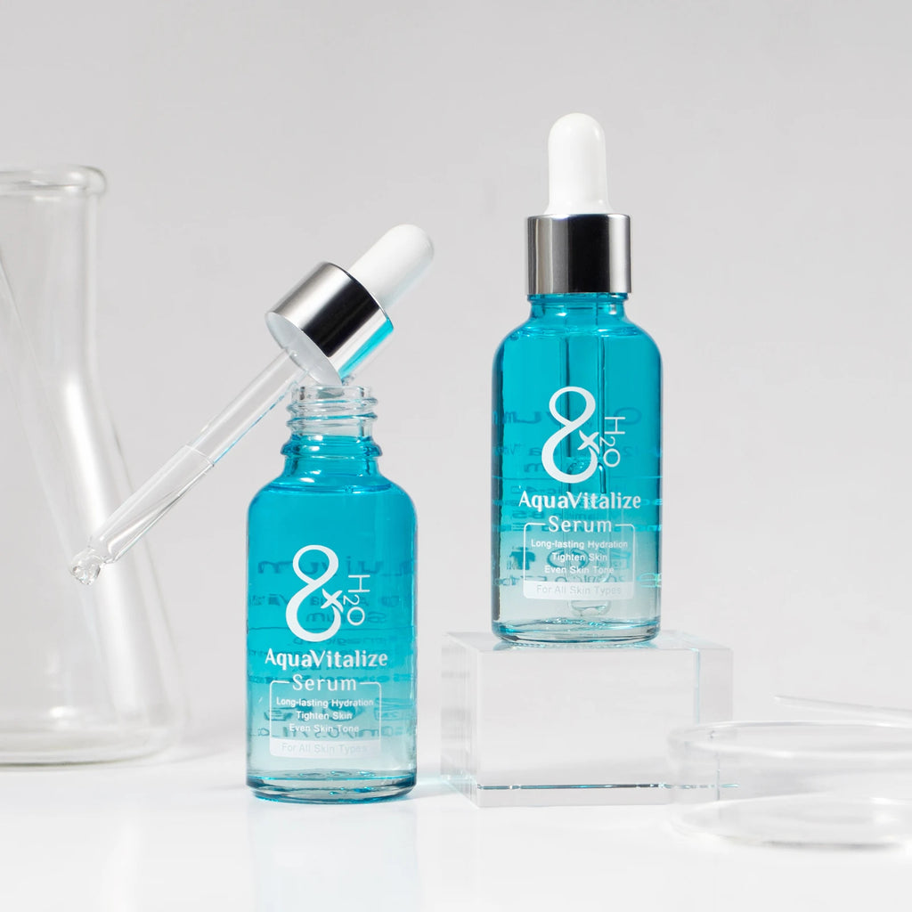 Quiyum 8X H2O AquaVitalize Serum 30ml Long‑Lasting Hydrating Even Skin Tone Refining Daily Facial Essence for All Skin Types