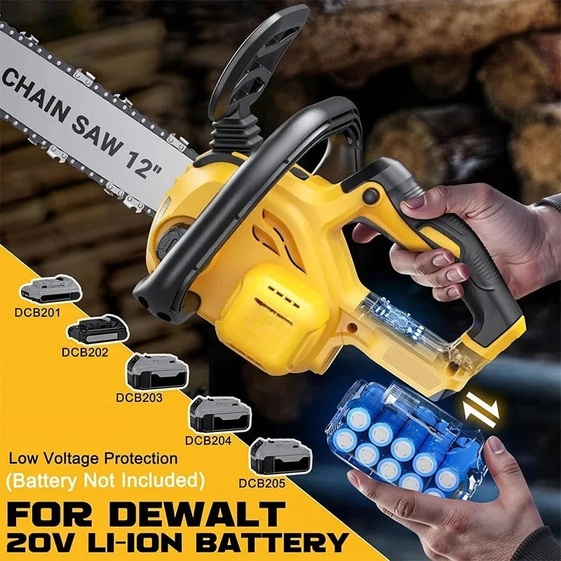 Cordless Battery Saw Portable Garden Woodworking Power Tool For  20V Battery Pin 1200W 12 Inch Brushless Electric ChainSaw