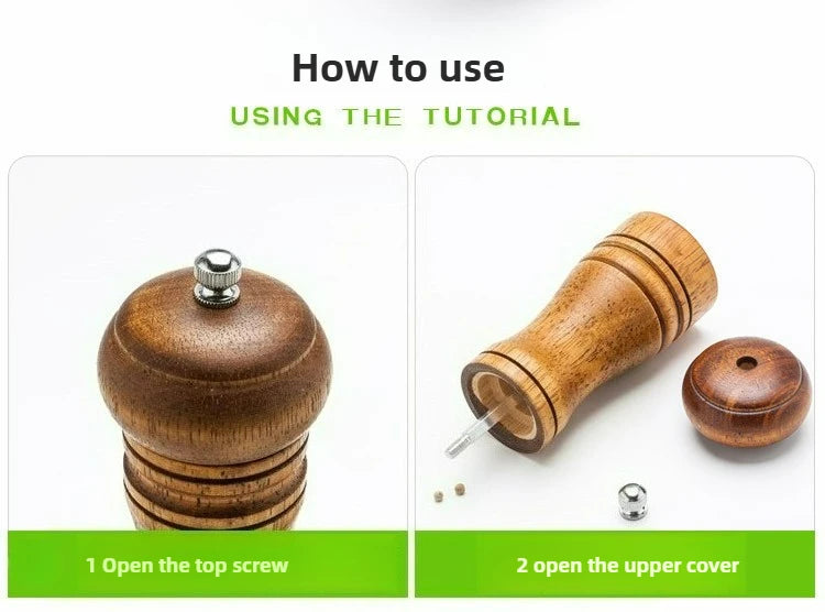Wood Pepper Grinder,  Salt Mill Pepper Grinder, Salt Shakers with Adjustable Ceramic Rotor Wood Pepper Grinder for Your Kitchen