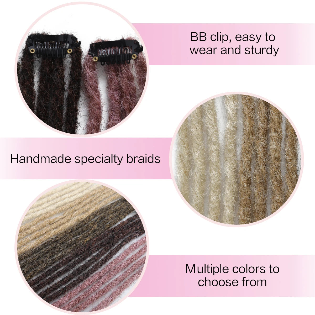 2Pcs Clip in Braid Hair Extensions Wig Synthetic Dreadlock Hair Pieces Bohemian Hair Accessories For Women Daily/Party Use