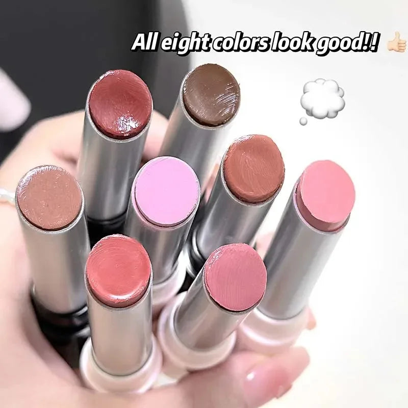 Pink Crystal Mirror Glass Solid Lip Gloss Round Tube Water Light Jelly Lipstick Moisturizing Clear Lip Glaze Nude Brown Lip Tint