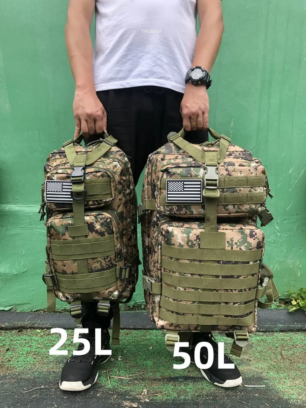 Durable Nylon 50L Waterproof Tactical Outdoor Backpack for Hiking Trekking Fishing Hunting Camping Travel