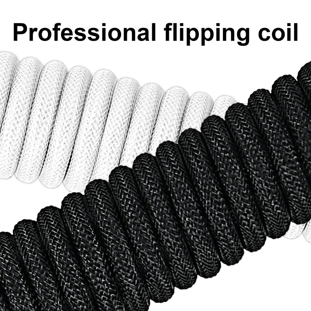 Metal USB A to TYPE C Braided Cable Mechanical Keyboard Coiled Cable USB Spring Wire Aviator Desktop Computer Aviation Connector