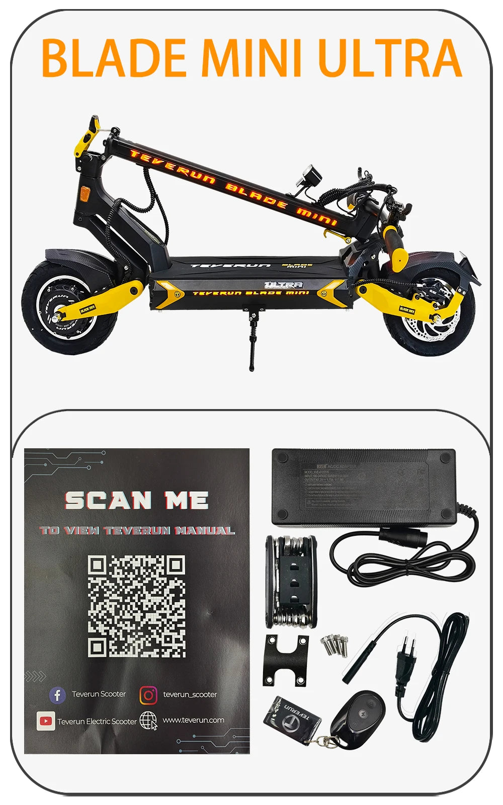 2026 TEVERUN Blade Mini Ultra V4 60V 27Ah Battery 1000Wx2 Motor Built-in Smart LCD Display Max Range 100km 10inch E-Scooter