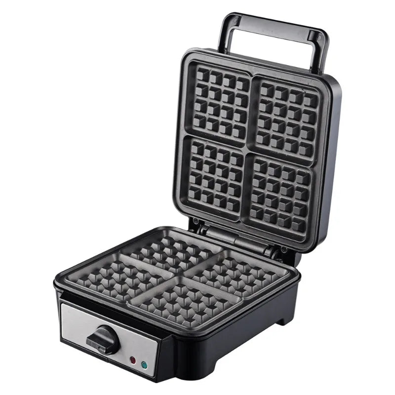 Custom OEM 1200w 4-piece non-stick square stainless steel Belgian waffle maker for breakfast at home