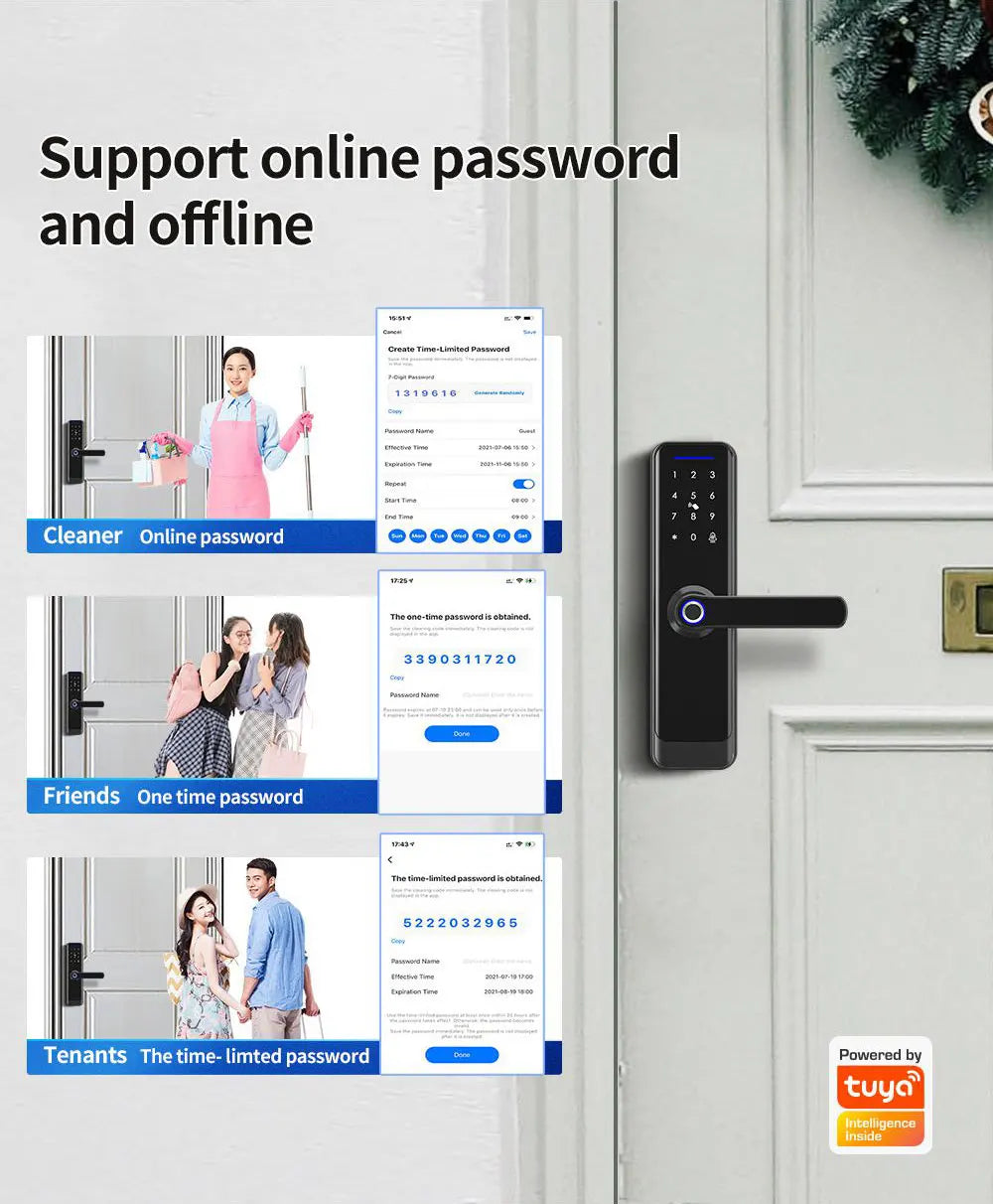 Zemismart Zigbee Fingerprint Door Lock Work with Tuya IC Card Key Password App Unlock with Doorbell Security Mechanical Lock