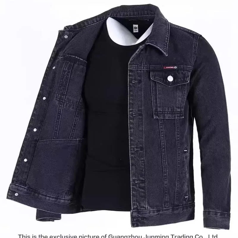 UNITIM Spring American Heavy Denim Men Workwear Coat Male Retro Streetwear Jeans Jackets Outdoor Classic Men Button Cow Boy Coat
