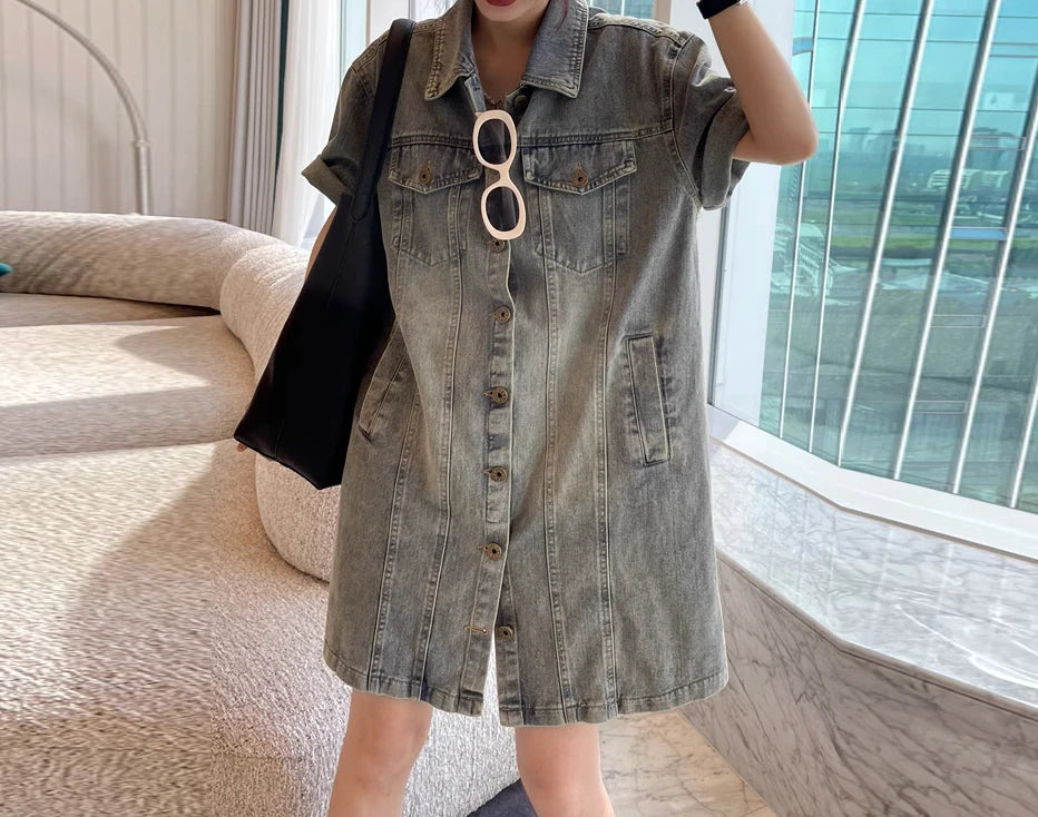 Retro Denim Dress Women's Summer 2026 New Loose and Thin Versatile Straight Skirt