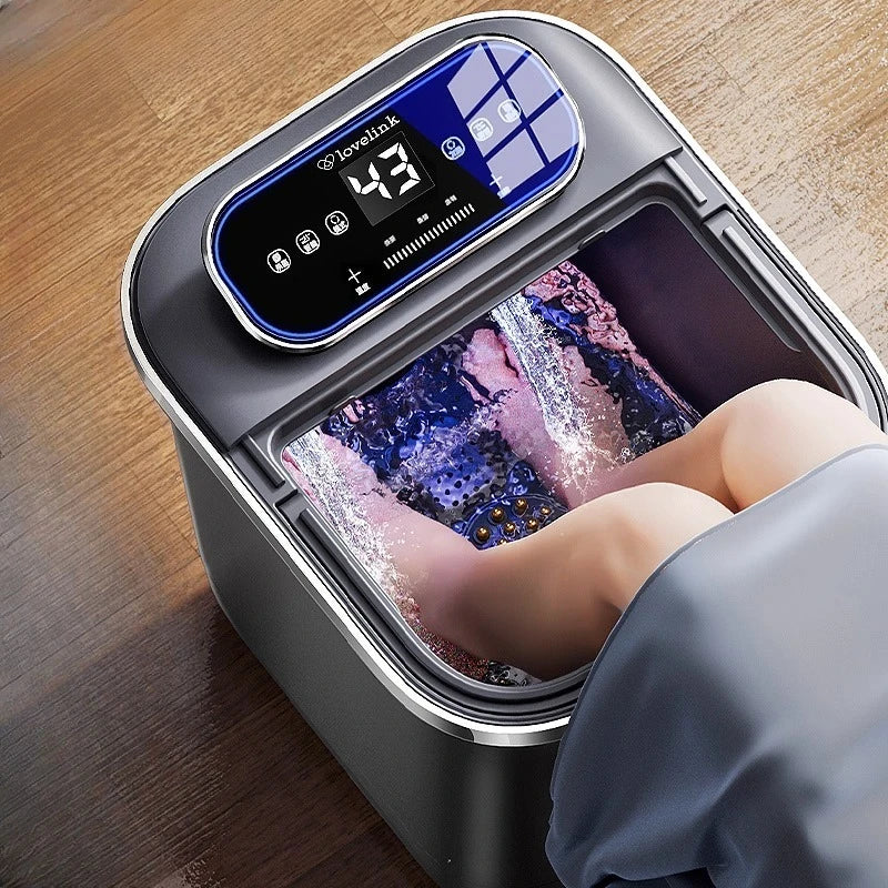 Electric Foot Bath Bucket Vibration Sterilization Foot Spa Bubbles Footbath Machine for Relieve Pressure Relaxation Foot Massage